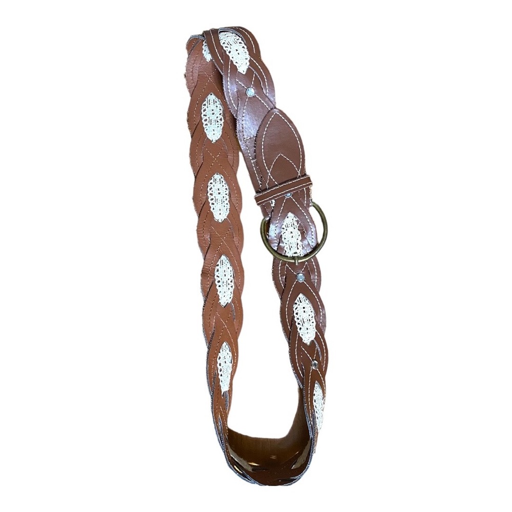 Lace and Faux Leather Glass Bead Belt